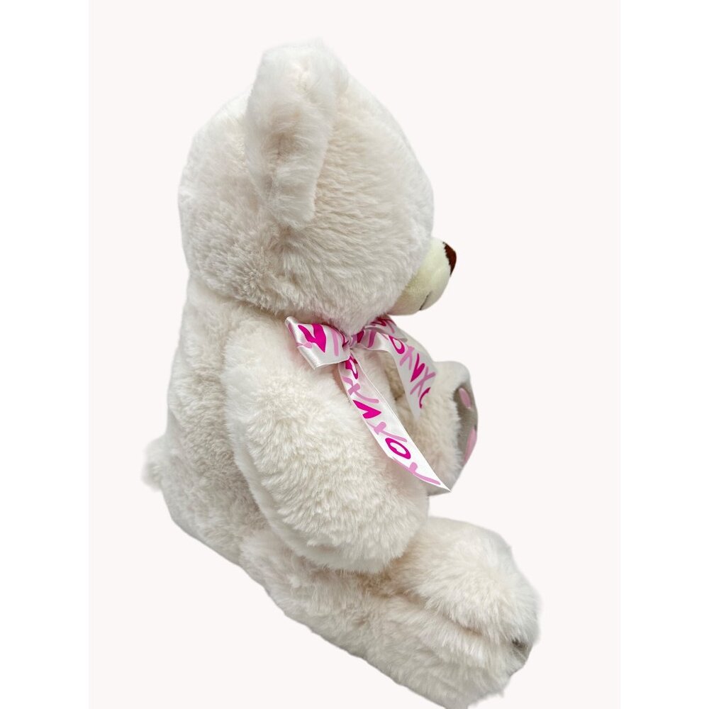 Dan Dee Collectors Choice Plush Teddy Bear 16 White Soft Pink Ribbons Hug Me - Picture 3 of 9